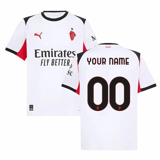 Custom AC Milan 2025-26 Away Match Jersey White by Soccer Jersey
