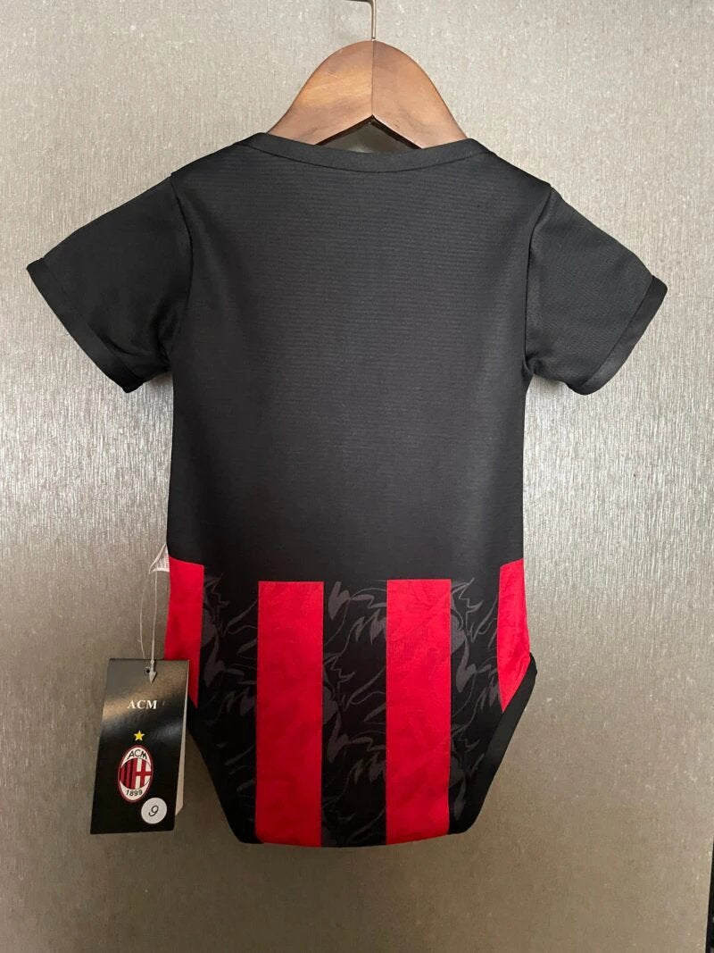 AC Milan 2025-26 Rossoneri Pride Soccer Baby Bodysuit – Red Black by Soccer Jersey