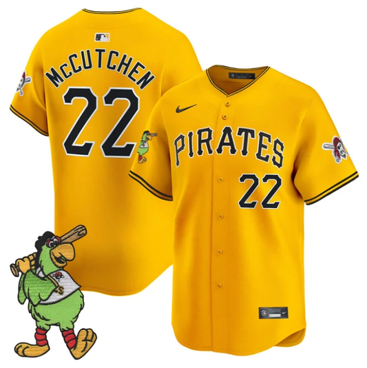 Andrew Mccutchen Jersey #22 Pittsburgh Pirates Pirate Parrot Patch Premier Limited Stitched Gold by My Store
