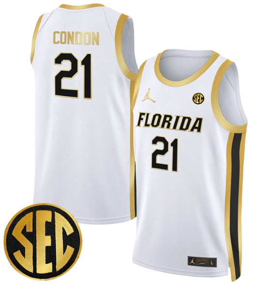 Alex Condon Jersey #21 Florida Gators Swingman Basketball Stitched White Gold by My store basketball