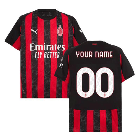 Custom AC Milan 2025-26 Home Customize Jersey – Red Black by Soccer Jersey
