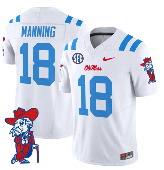 Archie Manning Jersey #18 Ole Miss Rebels Vapor Limited College Football Stitched 2024 White by My Store