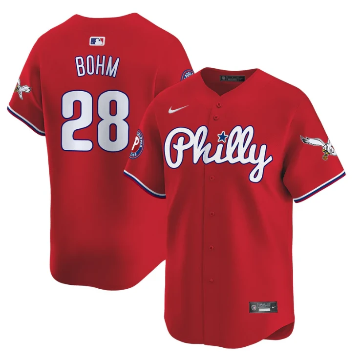 Alec Bohm Jersey #28 Phillies and Eagles Vapor Premier Limited Stitched Red by My Store