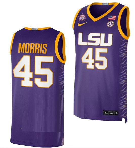 Alexis Morris Jersey LSU Tigers 2023 NCAA Basketball National Champions Purple #45 by My store basketball