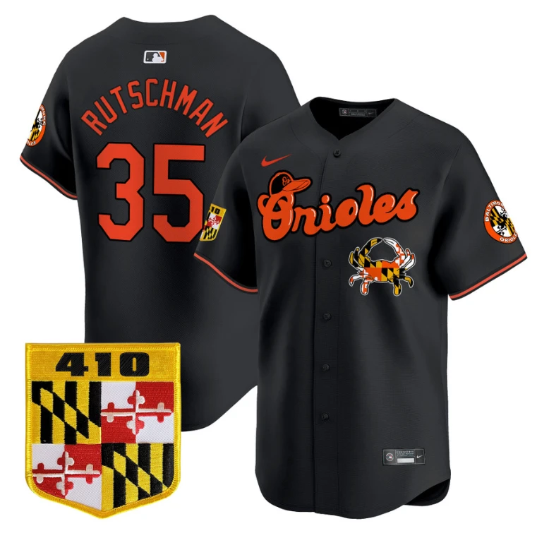 Adley Rutschman Jersey #35 Baltimore Orioles 410 & Chesapeake Crab Patch Limited Stitched Black by My Store