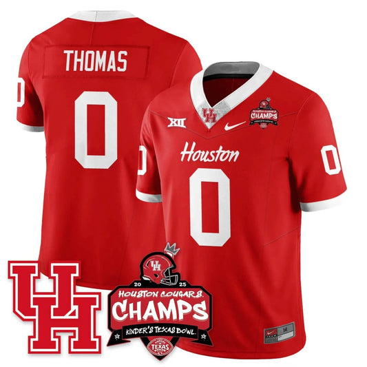 Amare Thomas Jersey #0 Houston Cougar 2025 Texas Bowl Champions Stitched Red by NCAA Football Jersey