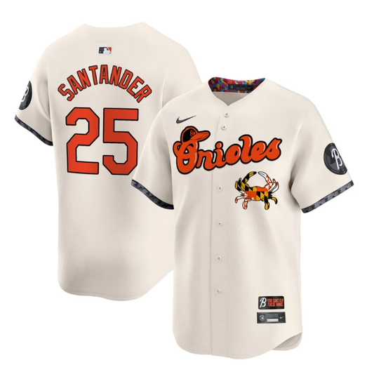 Anthony Santander Jersey #25 Baltimore Orioles Maryland Blue Crab Vapor Stitched Cream by My Store