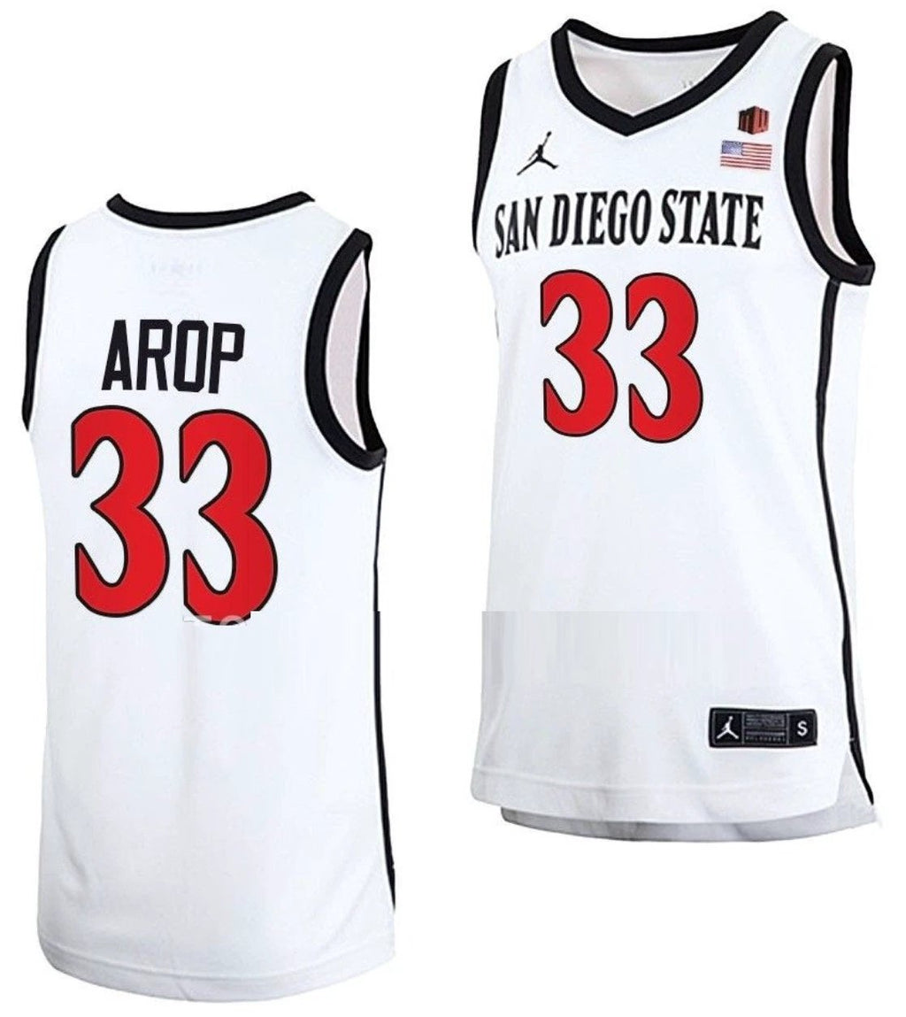 Aguek Arop Jersey San Diego State Aztecs College Basketball Home White #33 by My store basketball