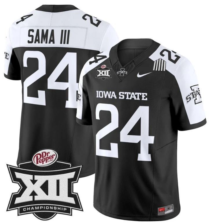 Abu Sama III Jersey #24 Iowa State 2024 Championship Patch Vapor Black Alternate by My Store