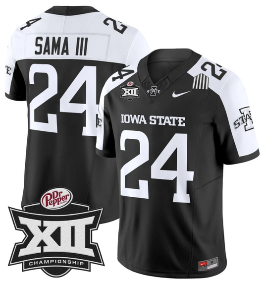 Abu Sama III Jersey #24 Iowa State 2024 Championship Patch Vapor Black Alternate by My Store