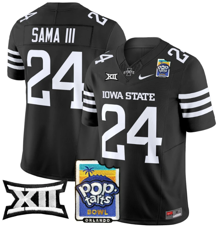 Abu Sama III Jersey #24 Iowa State 2025 PopTarts Bowl Patch Black by My Store