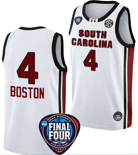 Aliyah Boston Jersey #4 South Carolina Gamecocks Basketball 2024 NCAA March Madness Final Four White by My store basketball