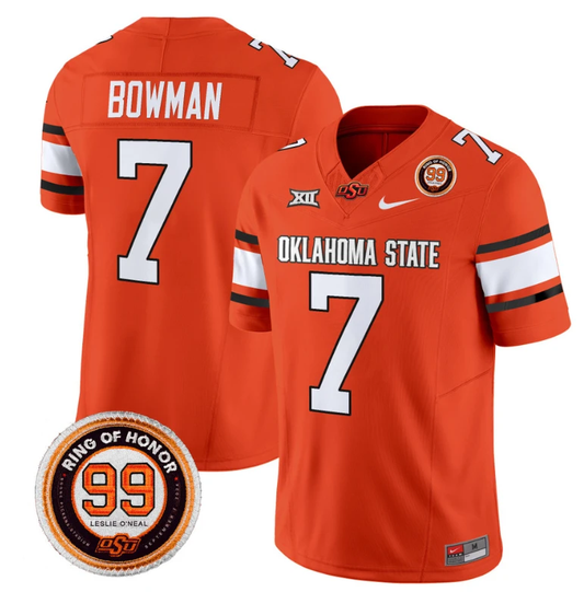 Alan Bowman Jersey #7 Oklahoma State Cowboys Leslie O'neal Patch Vapor Limited College Football Stitched Orange by My Store