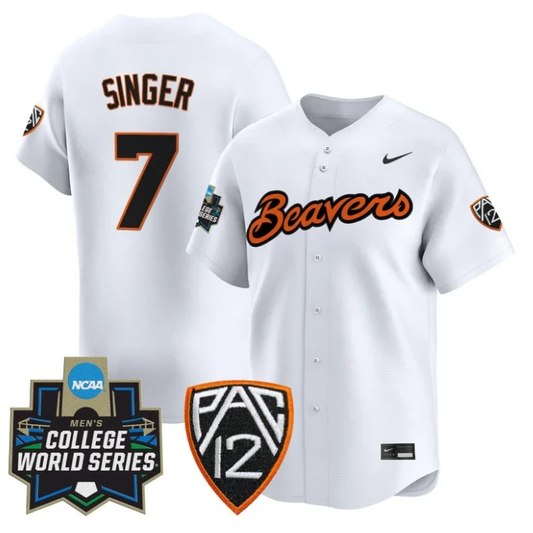 AJ Singer Jersey #7 Oregon State Beavers 2025 World Series Stitched White by My Store