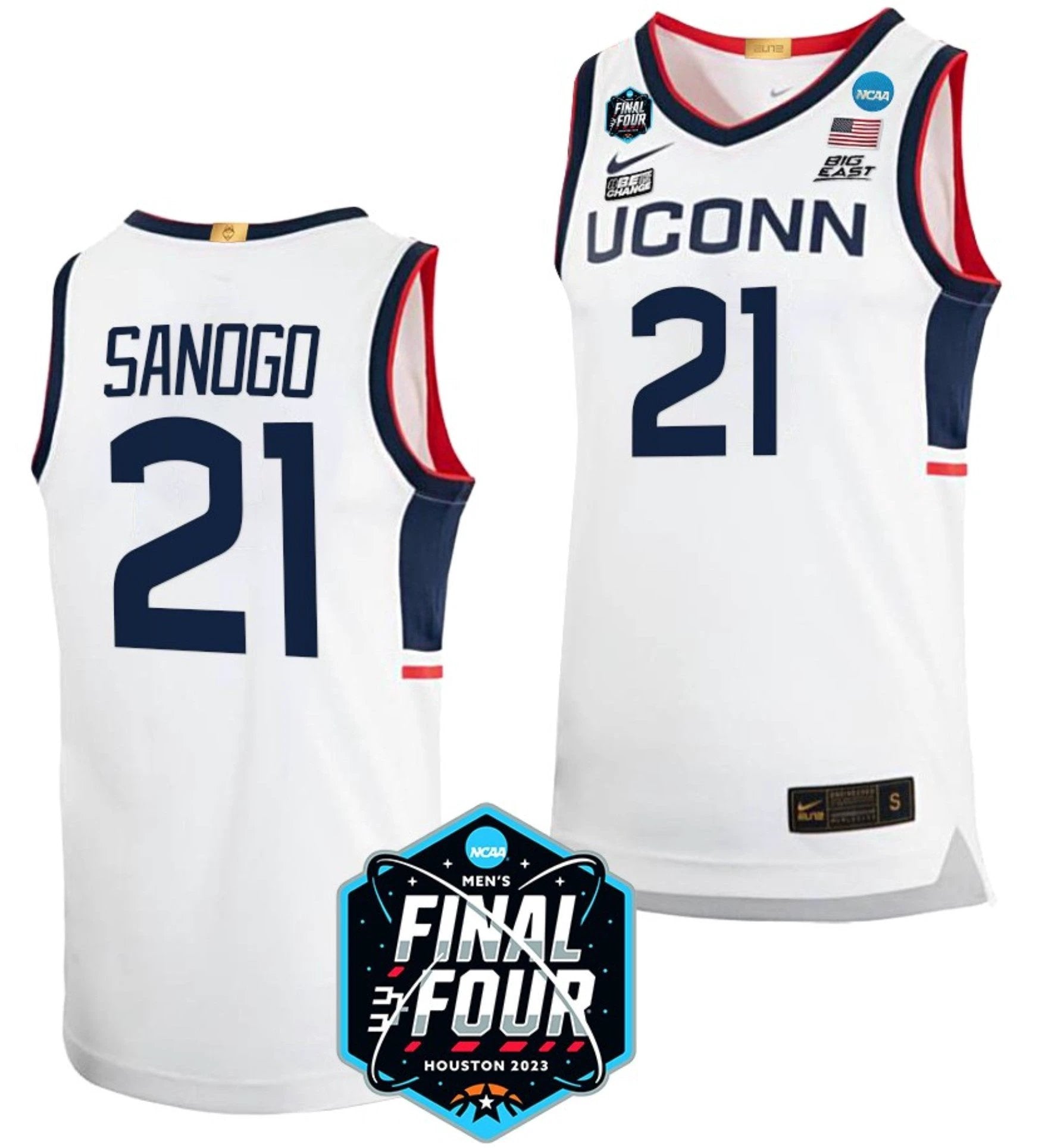 Adama Sanogo Jersey UConn Huskies College Basketball 2023 NCAA Final Four White #21 by My store basketball