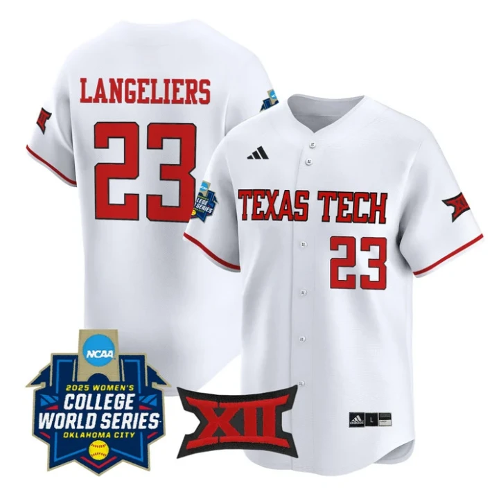 Alexa Langeliers Jersey #23 Texas Tech Red Raiders Softball 2025 World Series Stitched White by My Store