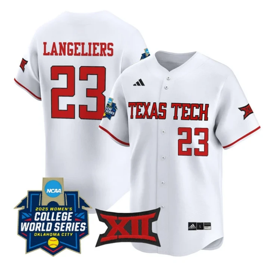 Alexa Langeliers Jersey #23 Texas Tech Red Raiders Softball 2025 World Series Stitched White by My Store