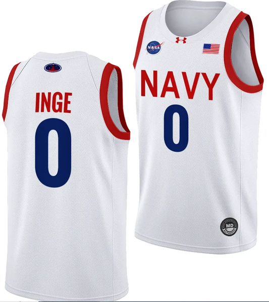 Austin Inge Jersey #0 Navy Midshipmen NASA-Themed Basketball uniform 2023-24 White by My store basketball