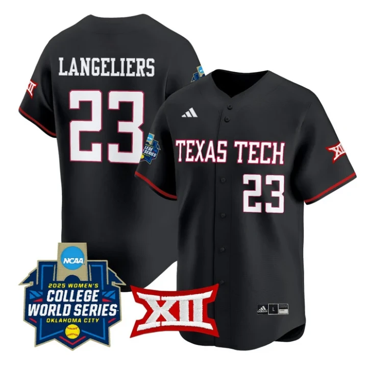 Alexa Langeliers Jersey #23 Texas Tech Red Raiders Softball 2025 World Series Stitched Black by My Store