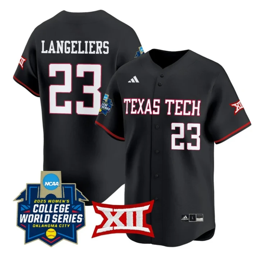 Alexa Langeliers Jersey #23 Texas Tech Red Raiders Softball 2025 World Series Stitched Black by My Store