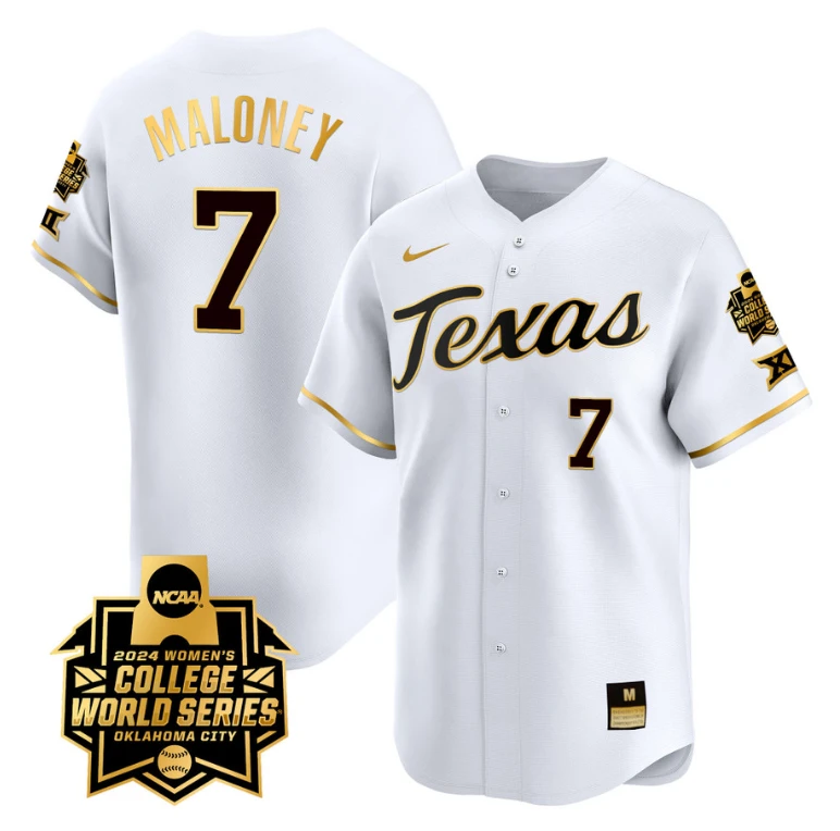 Ashton Maloney Jersey #7 Texas AM Aggies 2024 College World Series Patch Vapor Premier Limited NCAA Baseball Stitched White Gold by My Store
