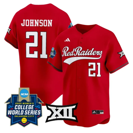 Alana Johnson Jersey #21 Texas Tech Red Raiders Softball 2025 World Series Stitched Red by My Store