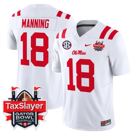 Archie Manning Jersey #18 Ole Miss Rebels 2024 Gator Bowl V2 White by My Store