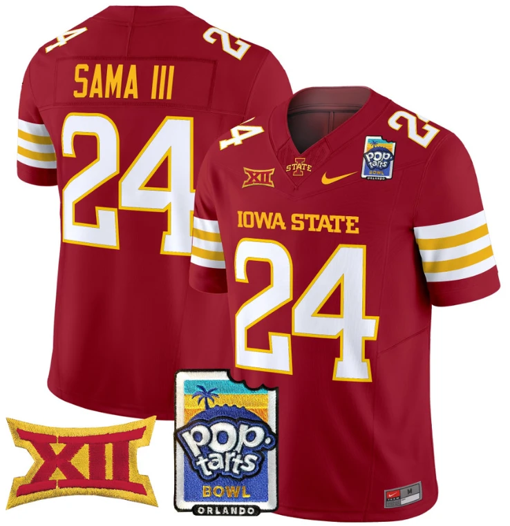 Abu Sama III Jersey #24 Iowa State 2025 PopTarts Bowl Patch Cardinal by My Store