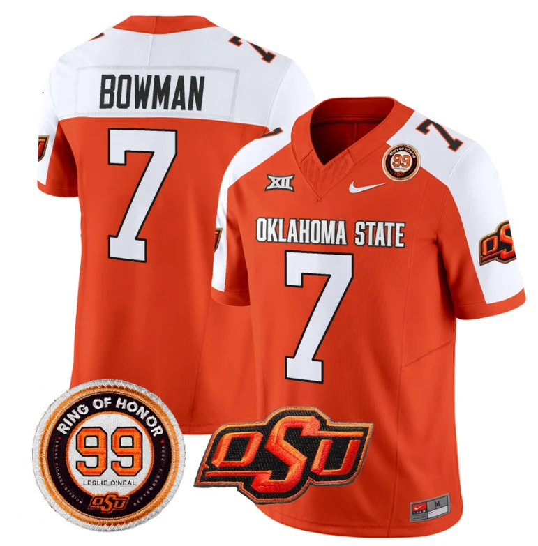 Alan Bowman Jersey #7 Oklahoma State Cowboys Leslie O'neal Patch Vapor Limited College Football Stitched Orange Alternate by My Store