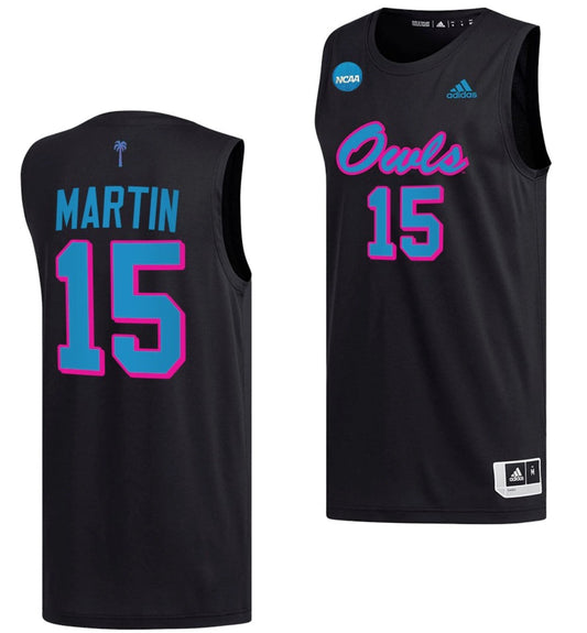 Alijah Martin Jersey FAU Owls College Basketball 2023 NCAA March Madness Black #15 by My store basketball