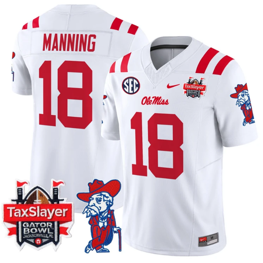 Archie Manning Jersey #18 Ole Miss Rebels 2025 Gator Bowl Patch White by My Store