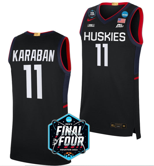 Alex Karaban Jersey UConn Huskies College Basketball 2023 NCAA Final Four Black #11 by My store basketball