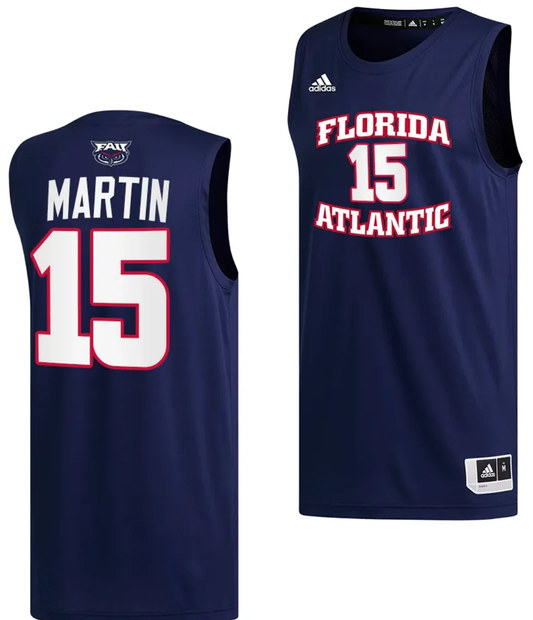 Alijah Martin Jersey #15 FAU Owls College Basketball Replica Navy by My store basketball