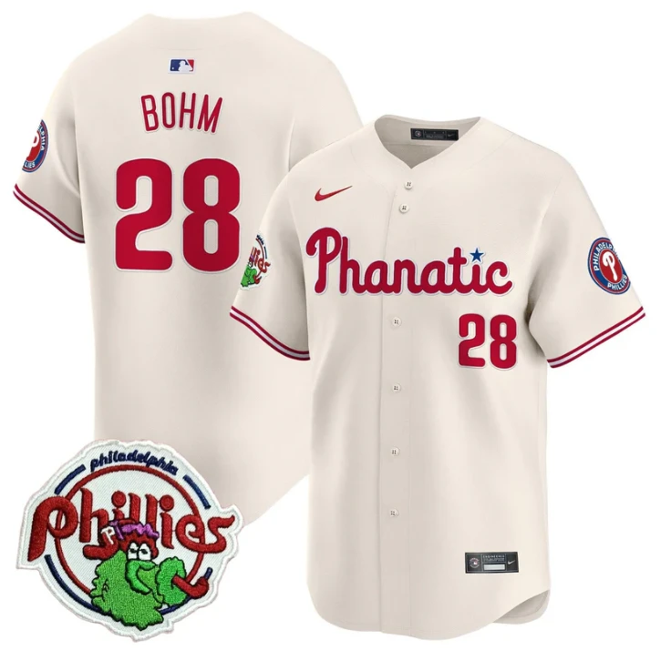 Alec Bohm Jersey #28 Phillies Phanatic Patch Vapor Premier Limited Stitched Cream by My Store