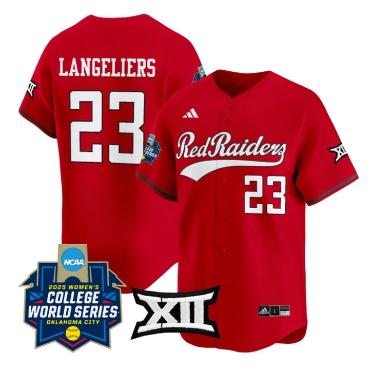 Alexa Langeliers Jersey #23 Texas Tech Red Raiders Softball 2025 World Series Stitched Red by My Store