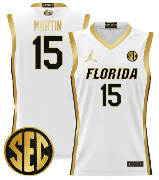Alijah Martin Jersey #15 Florida Gators 2024 Lightweight Basketball White Gold by My store basketball