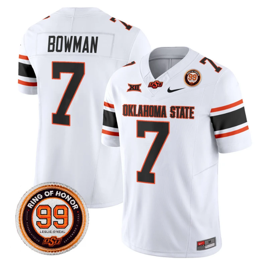 Alan Bowman Jersey #7 Oklahoma State Cowboys Leslie O'neal Patch Vapor Limited College Football Stitched White by My Store