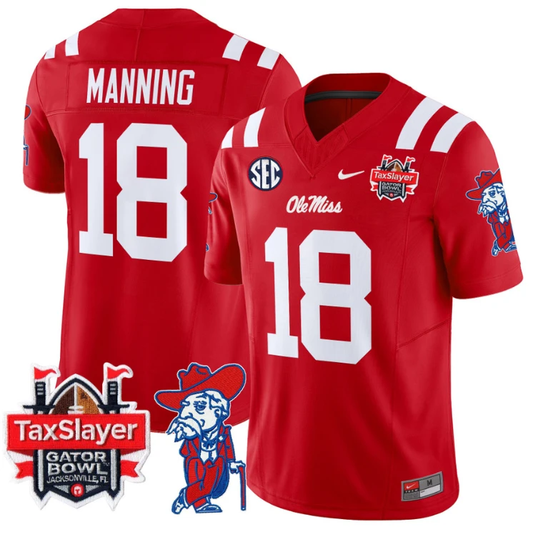 Archie Manning Jersey #18 Ole Miss Rebels 2025 Gator Bowl Patch Red by My Store