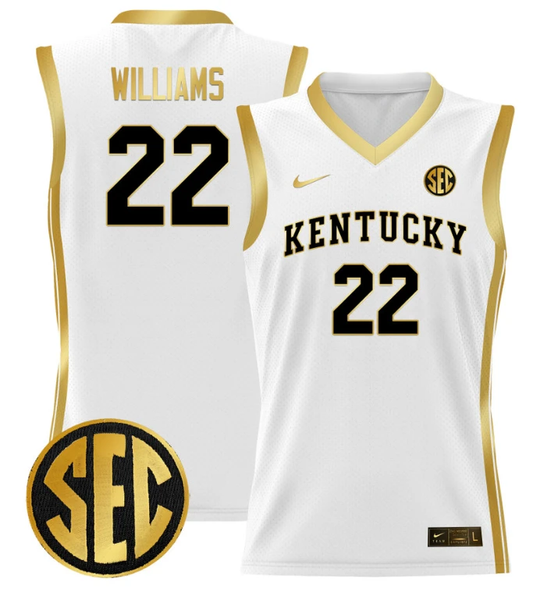 Amari Williams Jersey #22 Kentucky Wildcats Lightweight Basketball White Gold by My store basketball