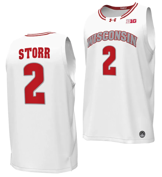 AJ Storr Jersey #2 Wisconsin Badgers By the Players Basketball 2023-24 White by My store basketball