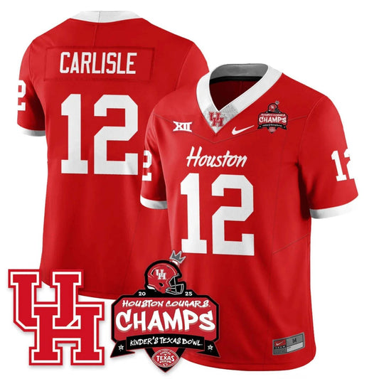 Austin Carlisle Jersey #12 Houston Cougar 2025 Texas Bowl Champions Red by NCAA Football Jersey