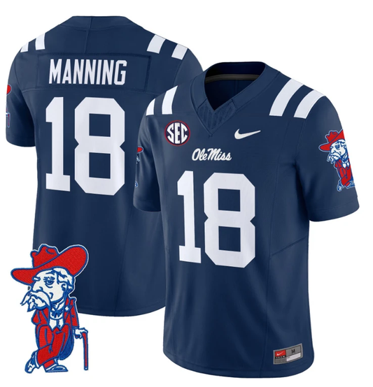 Archie Manning Jersey #18 Ole Miss Rebels Vapor Limited College Football Stitched Navy by My Store