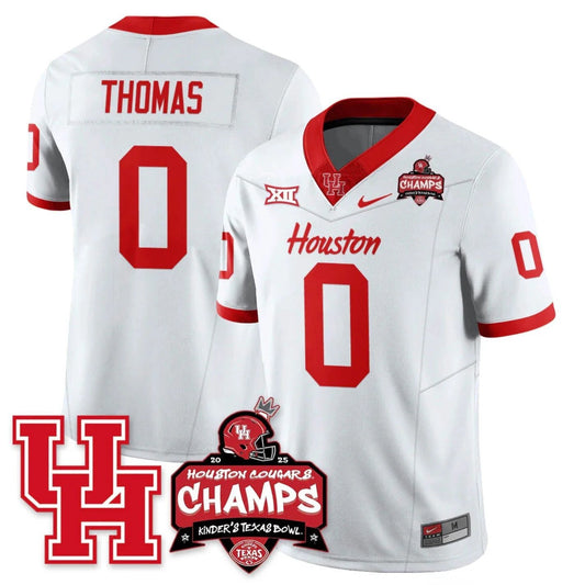 Amare Thomas Jersey #0 Houston Cougar 2025 Texas Bowl Champions Stitched White by NCAA Football Jersey