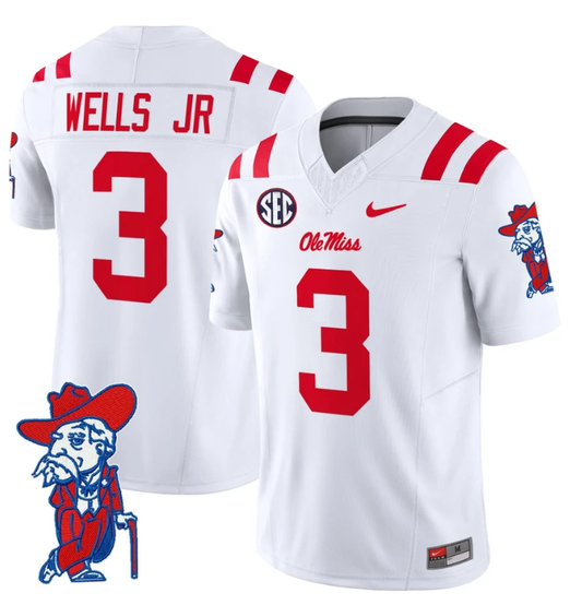 Antwane Wells Jr Jersey #3 Ole Miss Rebels Vapor Limited College Football Stitched White by My Store