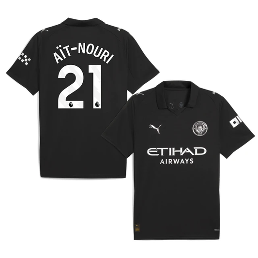 AIT-NOURI #21 Manchester City 2025-26 Away Jersey – Black by Soccer Jersey