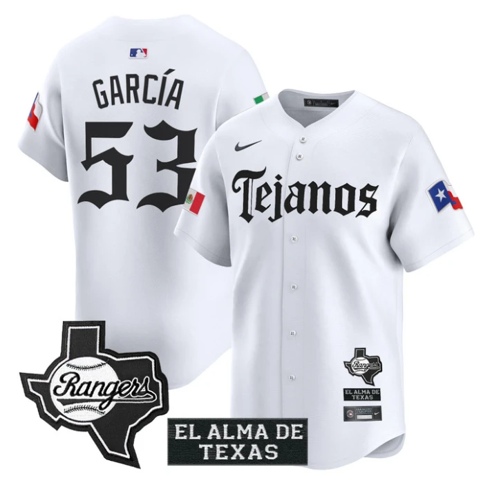 Adolis Garcia Jersey #53 Texas Rangers Mexico Tejano Barrio Style Vapor Limited Stitched White by My Store