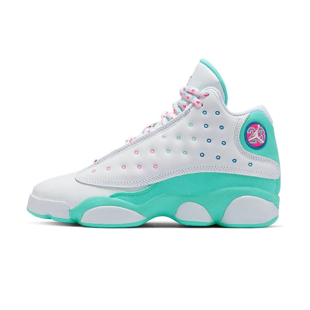 Air Jordan 13 Retro White Soar Green Pink (GS) by Air Jordan