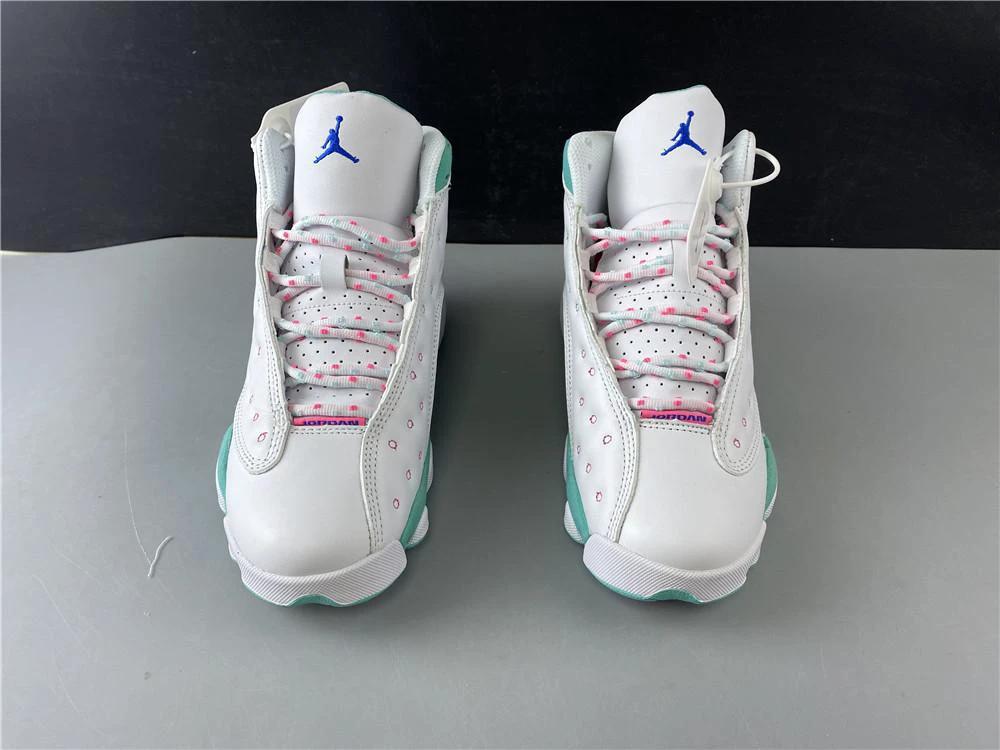 Air Jordan 13 Retro White Soar Green Pink (GS) by Air Jordan