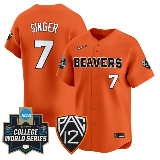 AJ Singer Jersey #7 Oregon State Beavers 2025 World Series Stitched Orange by My Store