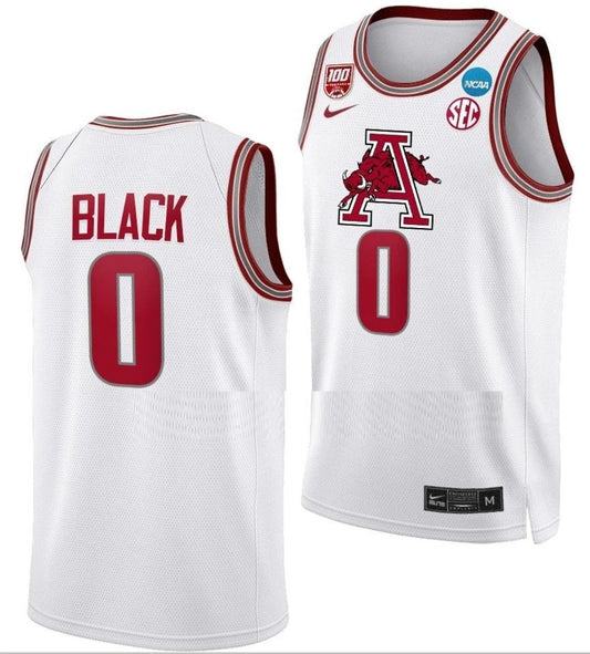 Anthony Black Jersey Arkansas Razorbacks College Basketball 2023 NCAA March Madness White #0 by My store basketball
